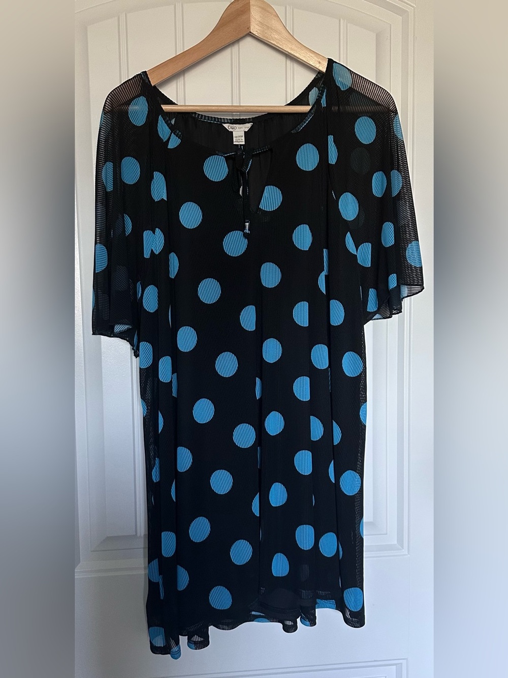 Cato Sheer Polka Dot Overlay Tunic Top NWT